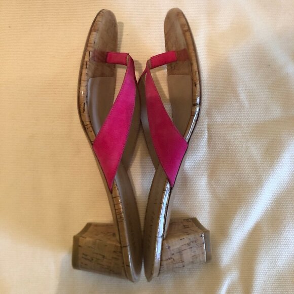 NEW (NWOT) Stuart Weitzman Brigida pink suede/cork heeled sandals sz 8 - Picture 9 of 16